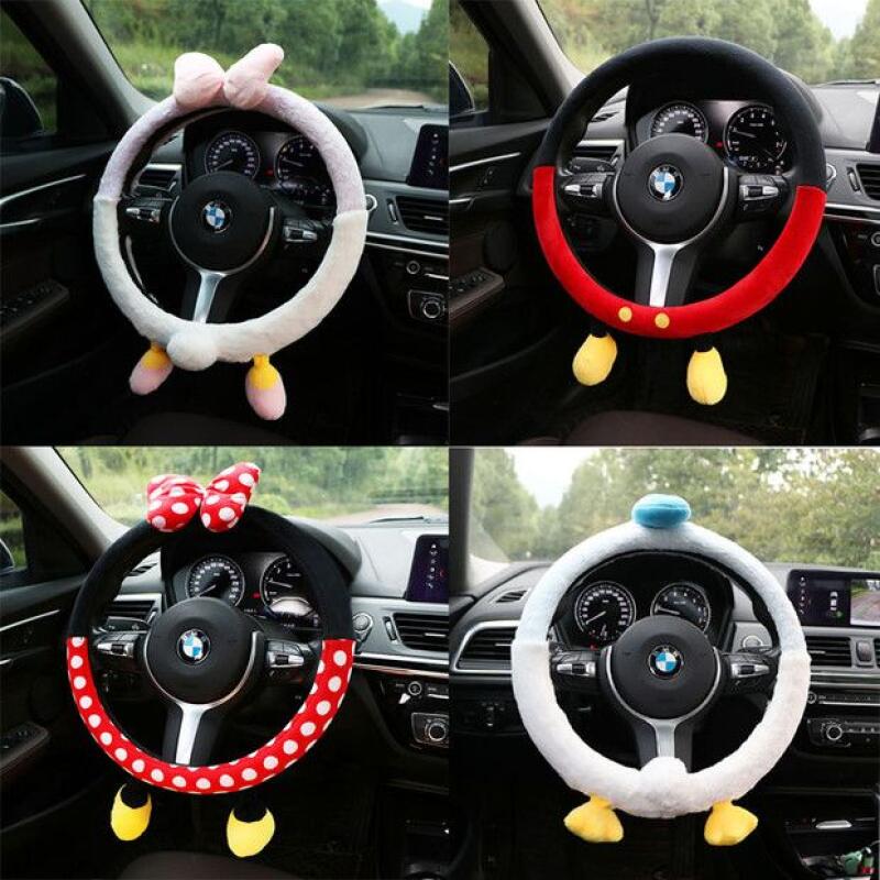 Car Accessories For Winter - Cute Disney Plush Steering Wheel Cover