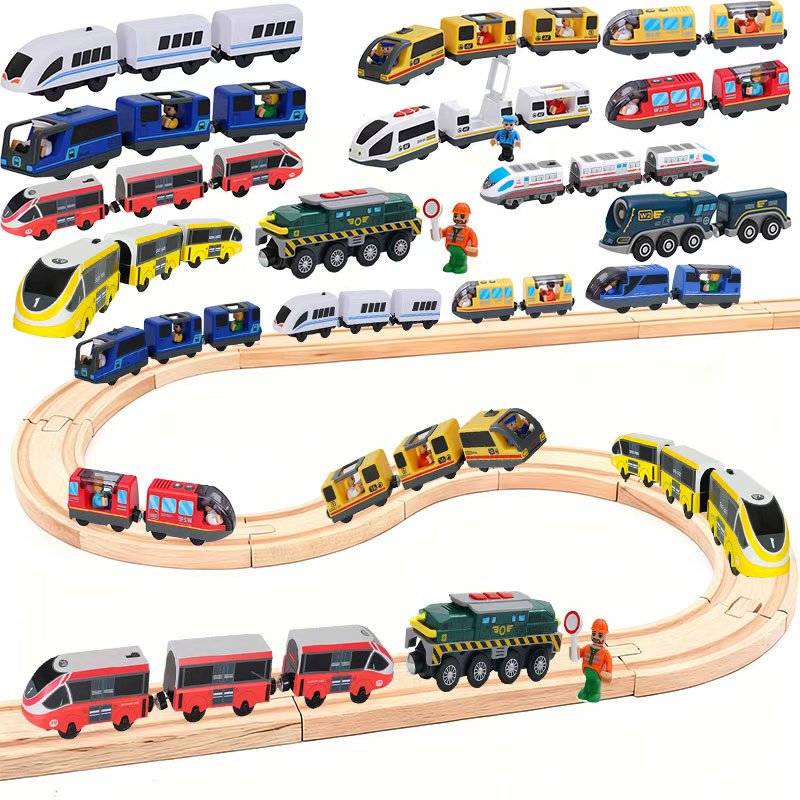 Wooden Railway Train Locomotiv - Car Accessories Xmas Gifts ulasan dan harga