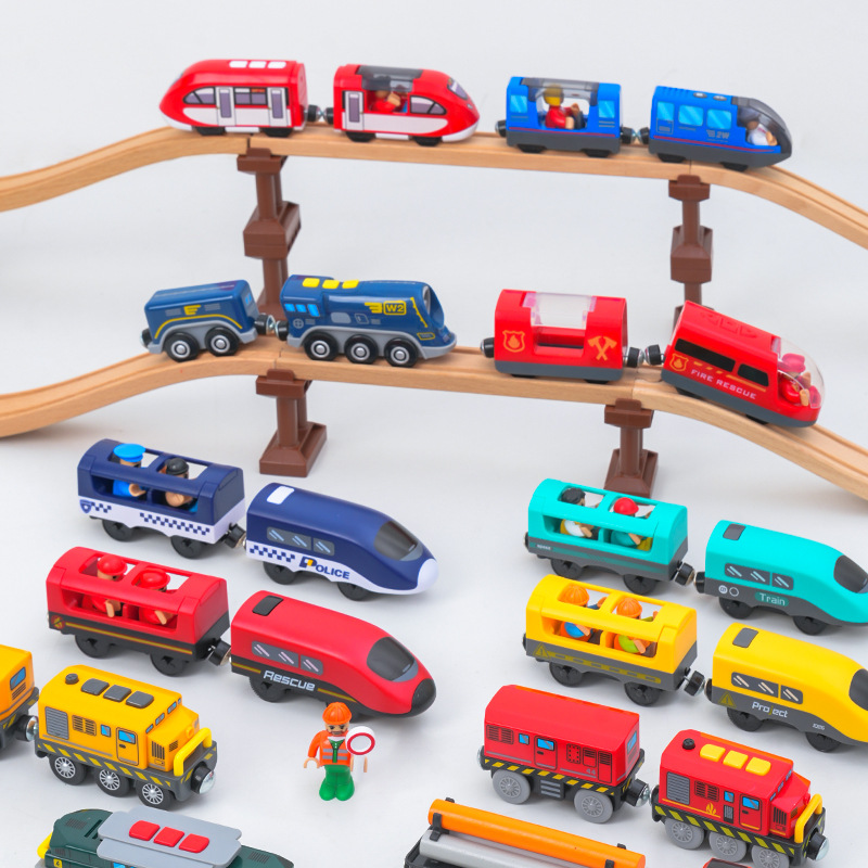 Wooden Railway Train Locomotiv - Car Accessories Xmas Gifts ulasan dan harga