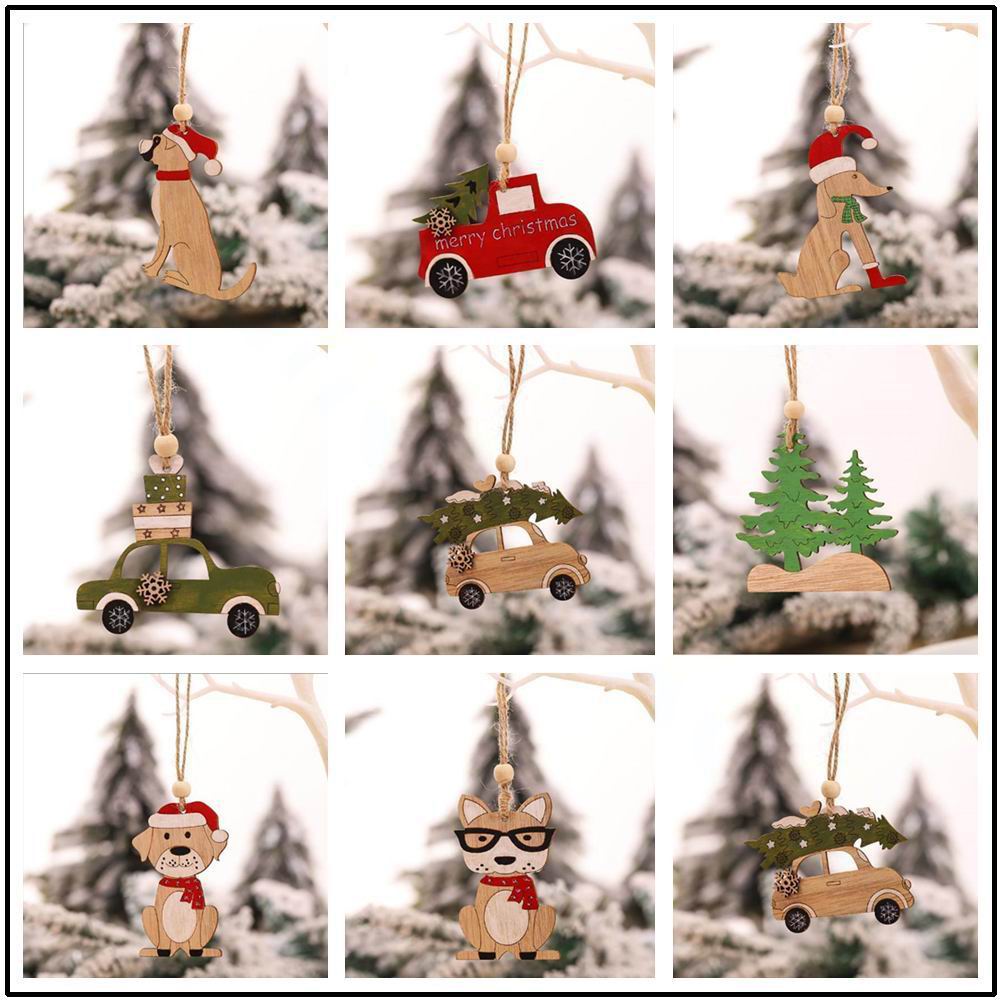 8 PCS christmas pendant  woode - Car Accessories Xmas Gifts ulasan dan harga