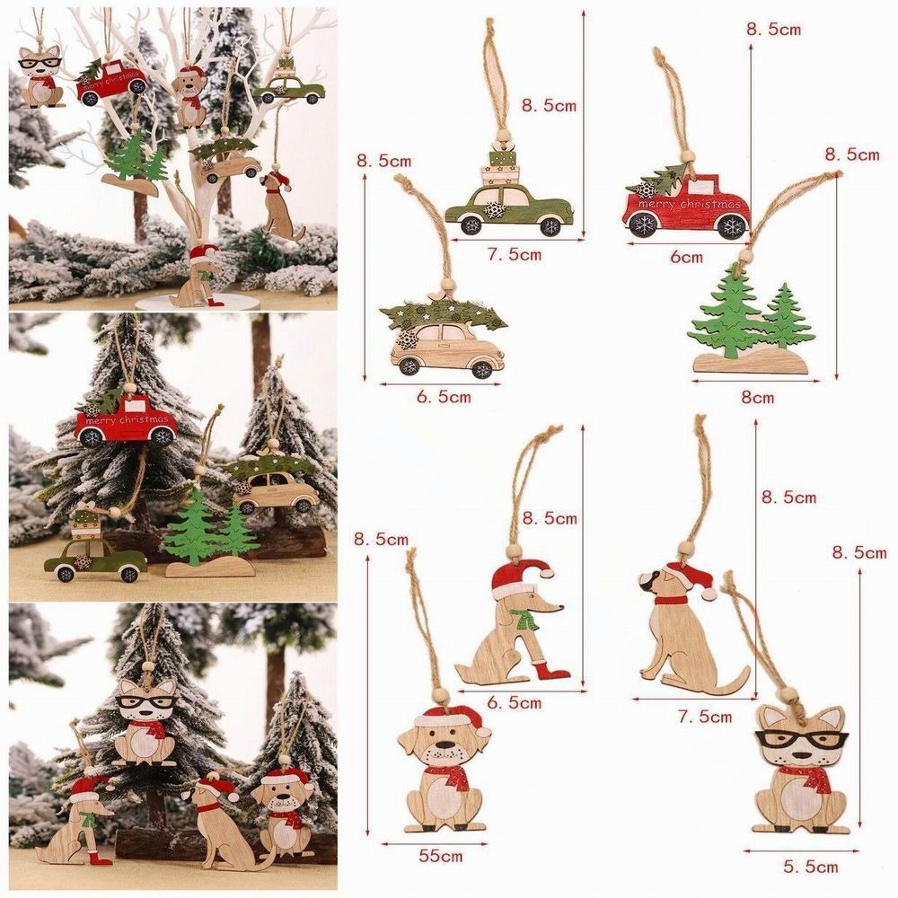 8 PCS christmas pendant  woode - Car Accessories Xmas Gifts ulasan dan harga